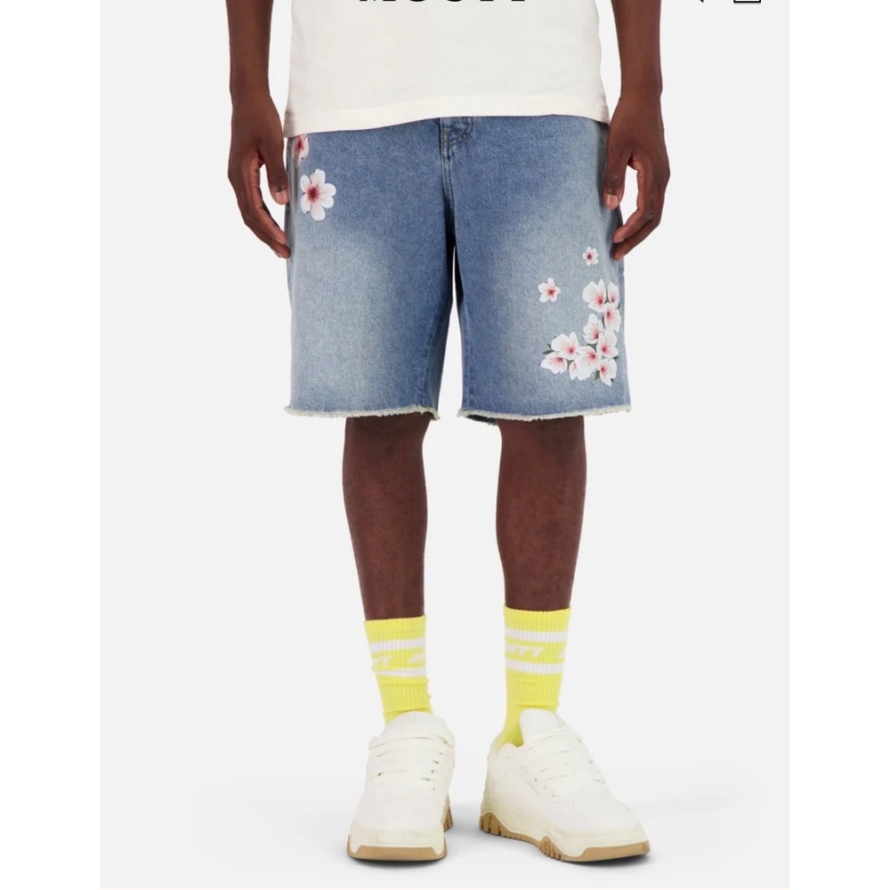 Rare Mouty-Paris Men Size 28 Authentic Frida Floral Denim Shorts NEW MSRP $260